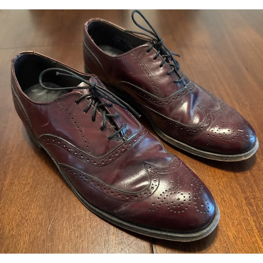 Vintage Dexter USA Burgundy Wingtip Oxford Dress Shoes Men 10.5M Leather Brogue